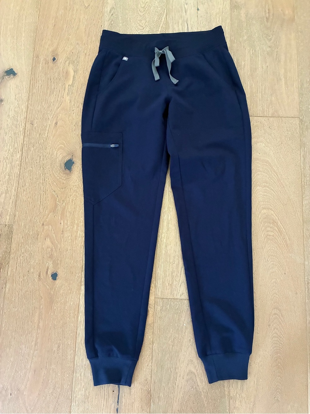 Figs Navy Jogger Scrub Pants with Gray Drawstring